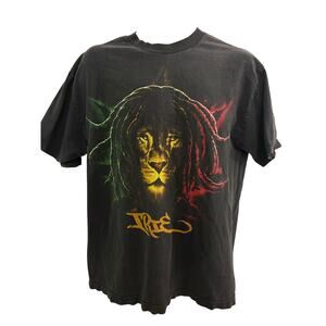 Vintage ODM Y2K Distressed Ganja Black T-Shirt.